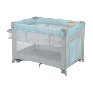 CoscoKids Rocking Bassinet with Play Yard DLX - Rainbow - 45 degree angle view of left side